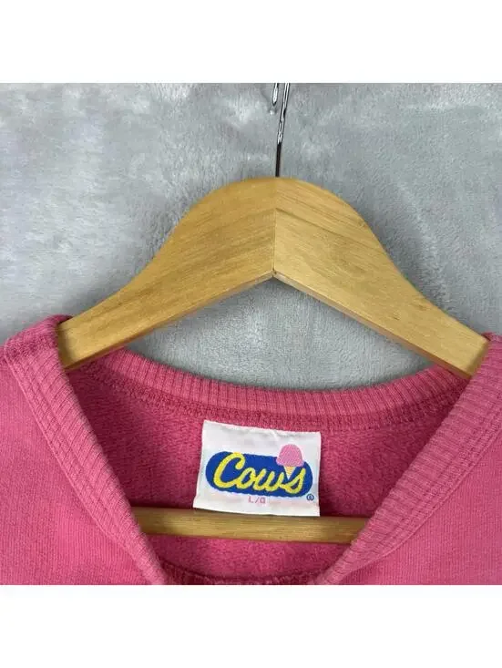 Vintage 1995 Marc Gallant COWS Ice Cream Sweatshirt Adult L Canada Made Pinky - Picture 6 of 9